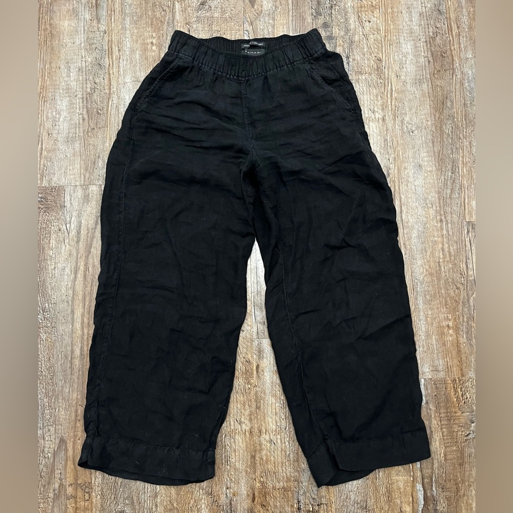 100% Linen Black Tahari Pants with Pockets